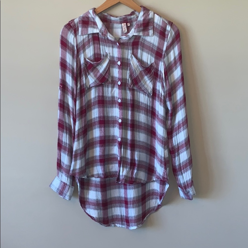 Red Camel Plaid Button Down Shirt